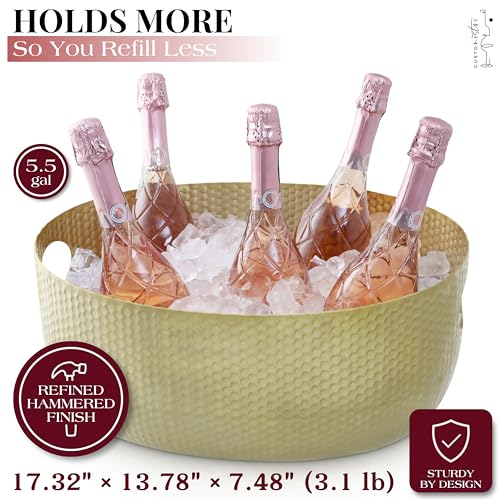 Gusto Nostro Gold Beverage Tub 22 Qt Large Drink Cooler for Parties & Outdoor Events
