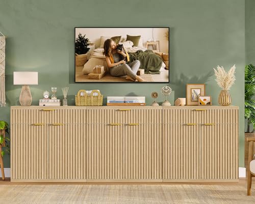 32-Inch Fluted Buffet Cabinet with Adjustable Shelves for Kitchen Living Room
