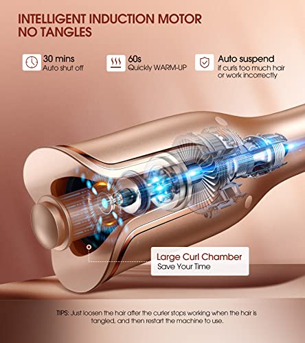 Automatic Hair Curling Iron with Large 1-Inch Barrel, 4 Heat Settings & Auto Shut-Off