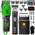 Professional Barber Electric Clippers Set for Men, Cordless Grooming Kit with Beard Trimmer & Shaver,LED Display, Long Battery Life,Transparent Design,Self-Haircut,Home &Travel Use,Gift for Him