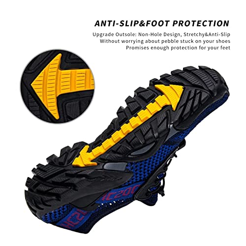 Water Shoes Women Men Quick Dry Aqua Shoes for Water Sports Beach Hiking Sailing - Navy Black 13.5 Women / 12 Men