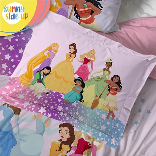 Pink Disney Princess Full Comforter Set for Kids - 7 Piece Microfiber Bedding with Sheets & Pillowcases