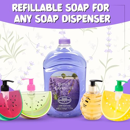 SIMPLE PLEASURES Premium Hand Soap Collection - French Lavender Scent, 7.9 oz Bottle with Jumbo 59 oz Refill - Goodhousekeeping Seal Approved - Multiple Scents Handsoap - Lavendar Hand Soap Refills