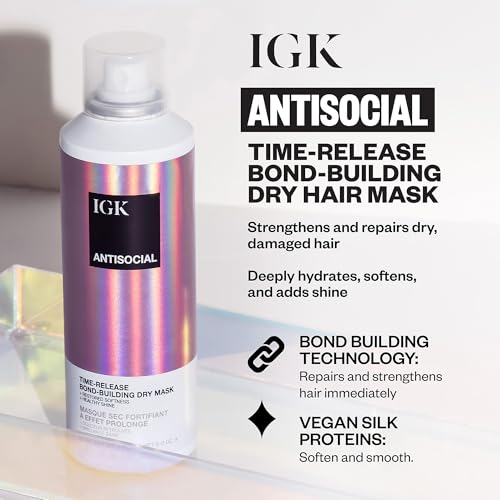 IGK Must Have Travel Kit Holiday 2025 ? Includes GOOD BEHAVIOR Smoothing Spray, DISCO DISCO Shine Spray & ANTISOCIAL Dry Hair Mask ? TSA Approved Travel Size Hair Essentials