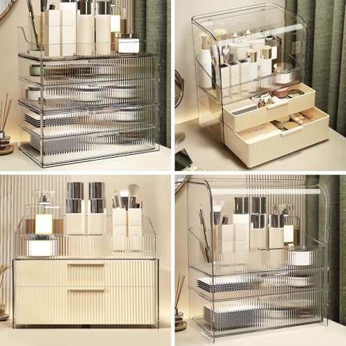 Large Capacity Makeup Organizer with Drawers & Storage Box for Cosmetics Jewelry Perfume