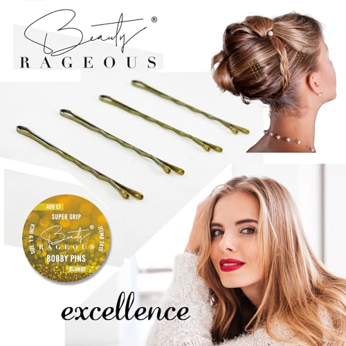 Beauty Rageous Blonde Super Grip Bobby Pins 1.9 Inch - 800 Count in Reusable Tin