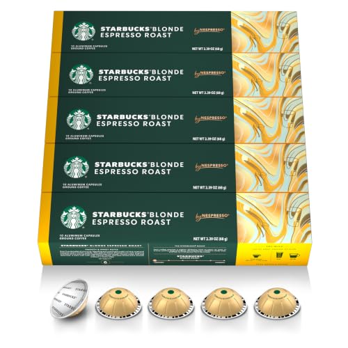 Starbucks by Nespresso Vertuo Blonde Espresso 50-Count Capsule Pack (10 Count x5)