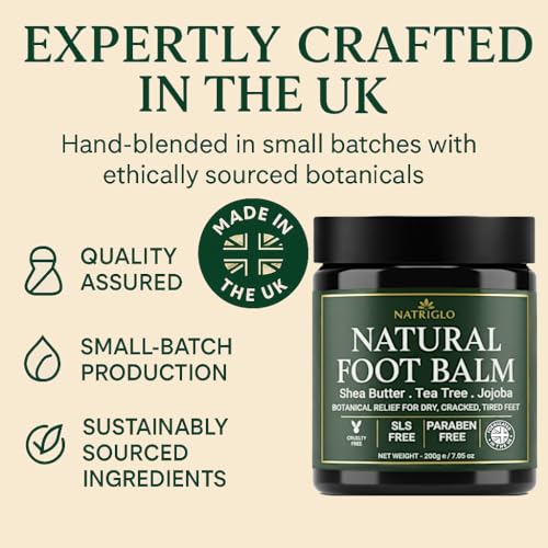 Natriglo Organic Tea Tree Foot Balm 7.05oz - Intensive Callus & Heel Repair for Dry, Cracked Feet
