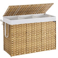 Laundry Hamper with Lid - 52.8 Gal Synthetic Rattan Foldable Storage - Goose Yellow
