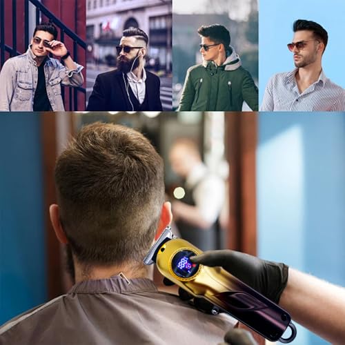 Professional Hair Clippers for Men, Cordless Hair Clippers & Hair Trimmer Set, Barber Clippers for Hair Cutting with LCD Display Clippers for Men Father