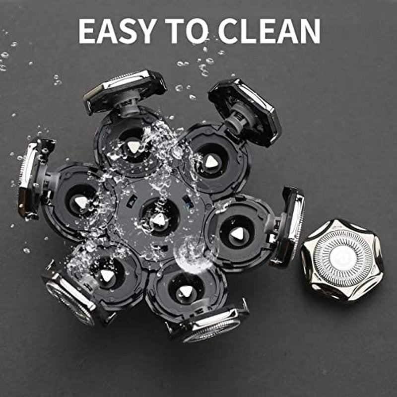 7 Blades Head Shaver Replacement Heads Electric Shaver Universal Replacement Blade Head Electric Razor for Men (7D Silvery)