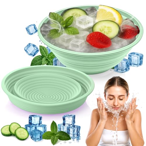 XANGNIER Face Bowl for Ice ? Collapsible Silicone Facial Ice Bath Bowl for Cold Plunge Therapy, Skin Tightening & Acne Relief ? Portable Spa Tool for Home & Travel, Green