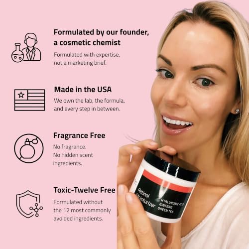 Retinol Face Moisturizer with Hyaluronic Acid - 4oz Night Cream - Paraben-Free