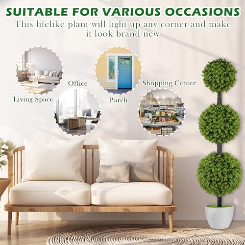 Artificial Topiary Balls Set of 2 Outdoor Garden Decorations - 46.6 Inches