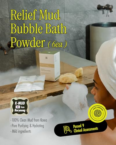 Hypoallergenic Mud Bubble Bath Powder with Natural Ingredients - Moisturizing & Long-Lasting Foam, Pack of 6
