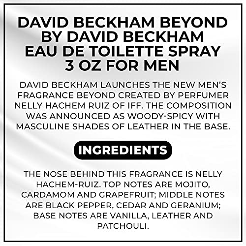 David Beckham Beyond Eau De Toilette Spray for Men 3 oz Cedar Vanilla Variation