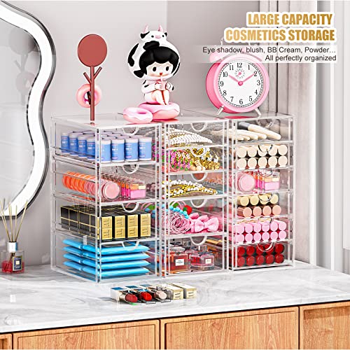 YFXCVSL 3-Pack Acrylic 15-Drawer Makeup & Desk Organizer - Clear Storage Bins
