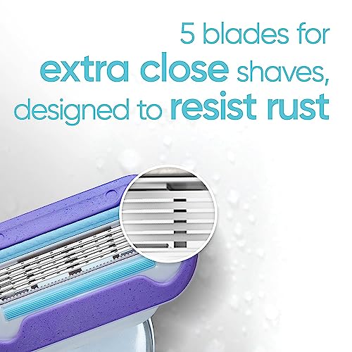 Gillette Venus Deluxe Smooth Platinum Razor + Refills - Women’s 5-Blade Shaving Set