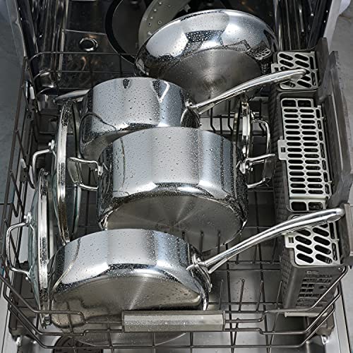 Dutch Oven 5 Quart - Tri-Ply Clad Stainless Steel Cooking Pot with Glass Lid