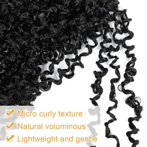 Aksice Pre-Looped Yanky Twist Crochet Hair 8 Inch 8-Pack for Black Women #1B