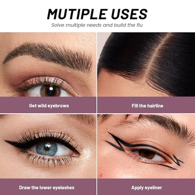 2 Pack Eyebrow Pen, Waterproof Microblading Eyebrow Pencil, 2-in-1 4 Tip Eye Brow Makeup Pen for Women with Precise Curved Brush-Tip Create Natural Hair-Like Brows, Last All-Day (Natural Brown)