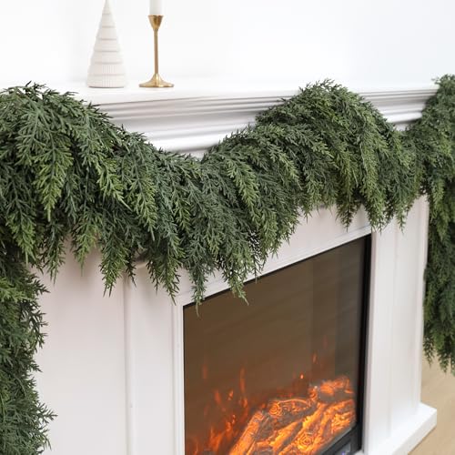 Green 6FT Cedar Garland Set - 4PCS Real Touch Christmas Decorations