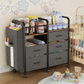 Baby Diaper Caddy Organizer Cart with Drawers & Side Pouch - Nursery Storage