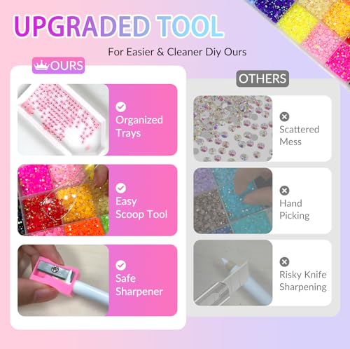 56 Colors Resin Jelly Rhinestones Bedazzling Kit with Adhesive & Tools - 70,000pcs