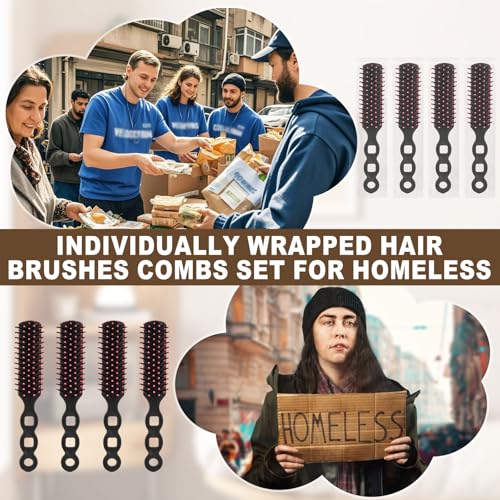 72PCS Bulk Hair Brushes for Homeless - Individually Wrapped, Lightweight, Safe Design - Variation: 72PACK