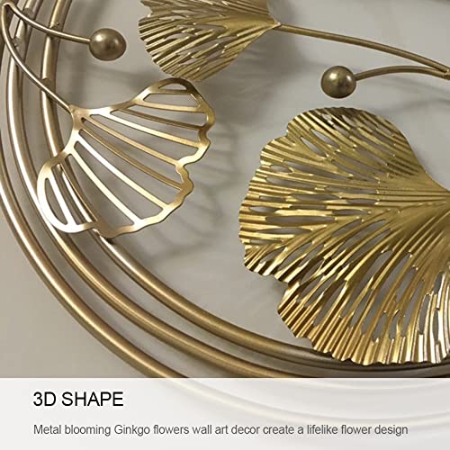 Golden Ginkgo Leaf Metal Wall Decor 43.3L x 26.4W Handmade Art Sculpture - Gold, 2 Pack