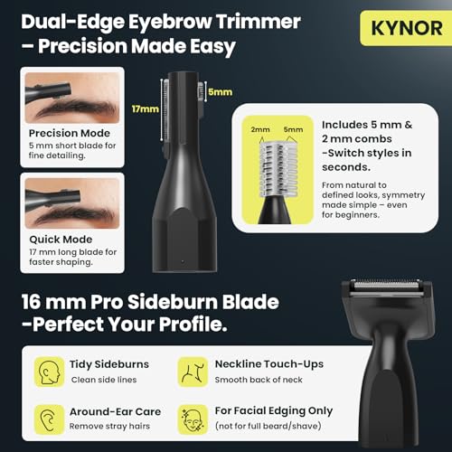 3-in-1 Nose Hair Trimmer for Men & Women ? Electric Ear and Nose Hair Trimmer, Eyebrow Trimmer, USB-C Rechargeable Facial Hair Removal Device, Stainless Steel Blades, Digital LED Display