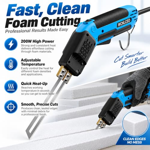 Electric Foam Cutter Hot Knife Set - B-Blue, 200W Styrofoam Cutting Tool Kit for Insulation & Crafting