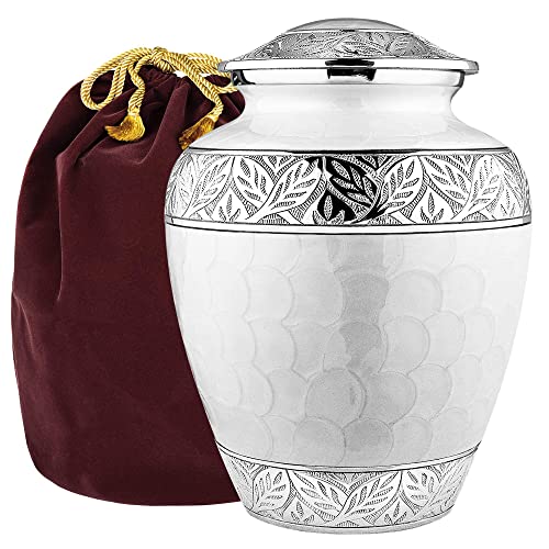 Pearl Cremation Urn for Adults - Silver Lining Memorial for Human Ashes, 200LB Capacity, Trupoint Memorials