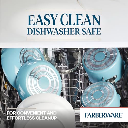 Farberware Cookstart Aluminum DiamondMax Nonstick Cookware Set - Aqua, 15-Piece