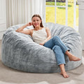 Hobestluk 4FT Grey Giant Bean Bag Chair for Adults with Filler & Removable Cover