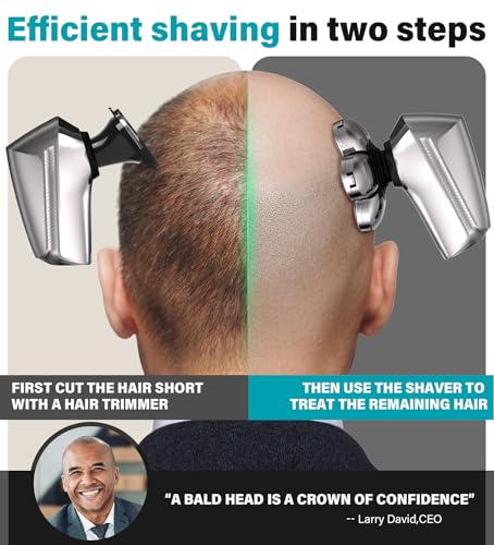 7D Waterproof Electric Head Shaver for Bald Men - Cordless & Rechargeable, Beard Grooming Kit with LED Display