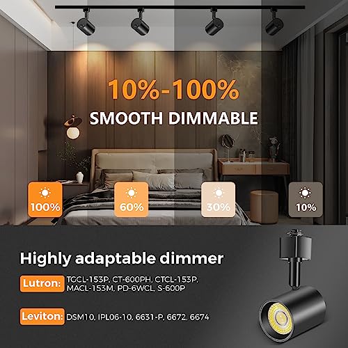 VANoopee 6 Pack Black Dimmable LED Track Lighting Heads, 5 CCT, 24° Beam, Flicker-Free