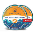 STREAM2SEA SPF40 Unscented Mineral Sport Sunscreen in Tin with EcoSafe Zinc for Face & Body, Natural Organic Biodegradable Coral Reef Safe Sunscreen, Travel Size, Mineral Based, 2 Pack