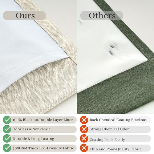 Cream Pinch Pleated Linen Blackout Curtains Set - 2 Panels 40x92 Inches with Hooks, Noise Reducing, Elegant Bedroom & Living Room Window Treatment - Ivory Beige Variation of THIS listing