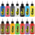 14 Colors Tattoo Ink Set - 1oz Bright Permanent Pigment for Professional & Beginner Tattoo Artists