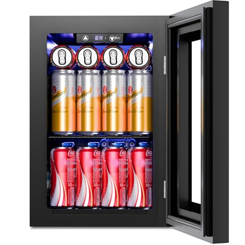 Black Antarctic Star 18L Beverage Refrigerator Cooler 24 Can Mini Fridge with LED Light