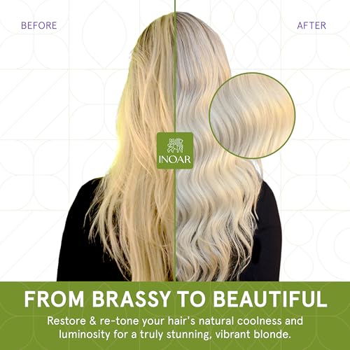 INOAR Absolut Speed Blond Leave-In Treatment with Argan Oil for Blonde & Gray Hair Tone Neutralization & Hydration, 6.7 fl.oz