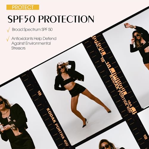SPF 50 Bronzing Drops for Face - Natural Sun-Kissed Glow, Hydrating & Protective
