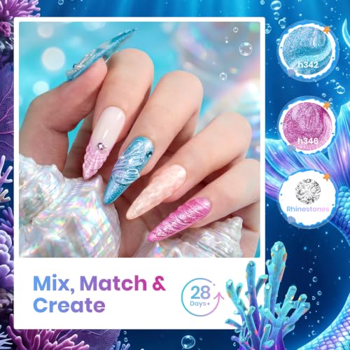 Beetles Glitter Gel Nail Polish Set - Mermaid & Ocean Blue Shades, 6 Colors, UV LED Soak-Off