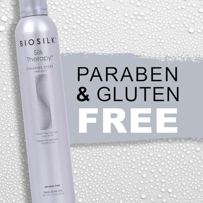 BioSilk Silk Therapy Finishing Spray Firm Hold, Strong-Hold Hairspray for Long-Lasting Styles, Adds Brilliant Shine & Keeps Hair Touchable, Sulfate-Free, Paraben-Free, Cruelty-Free, 10?Oz