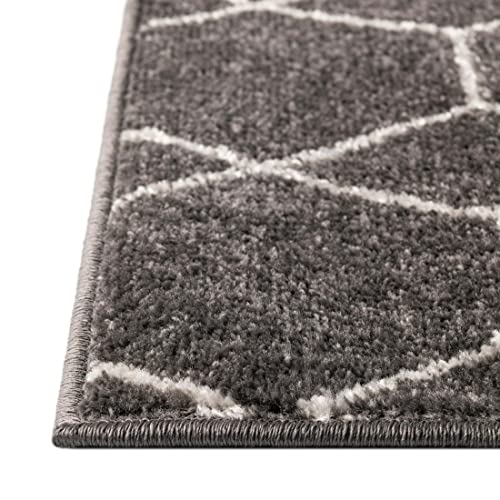 Unique Loom Trellis Frieze Collection Area Rug - 6'1" x 9' Rectangle Dark Gray/Ivory