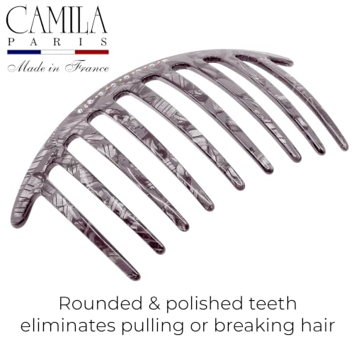 Camila Paris Grey 4.75-Inch French Twist Hair Comb with Crystals