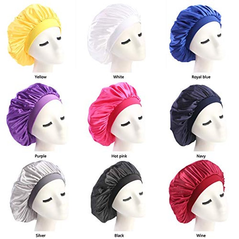 beauty YFJH Soft Satin Silk Salon Bonnet Night Sleeping Wide Band Hat Hair Loss Cap for Women