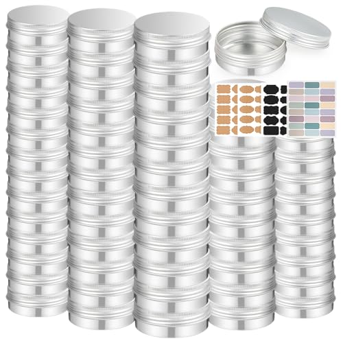 YQ 60 Pack 2oz Refillable Aluminum Salve Tins with Silver Lids for Balms & Lotions