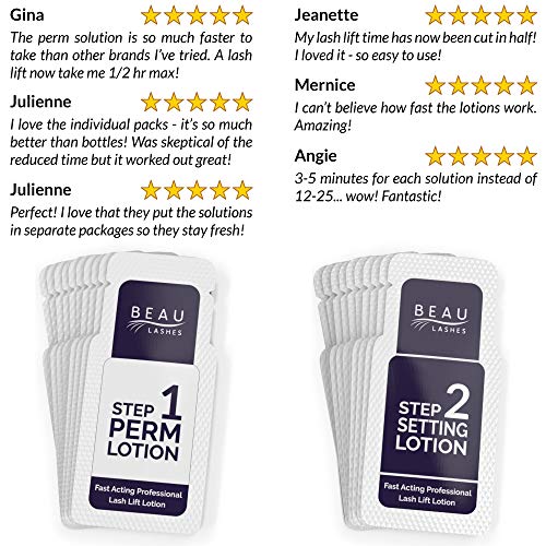 Beau Lashes Lash Lift Lotions - 10 Treatments (Variation: Lash Lift Lotions) for Professional Perming, Curling & Lifting